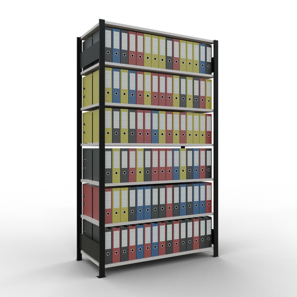 Produktabbildung Nr. 2: SCHULTE Aktenregal GF, doppelseitig, ohne Mittelanschläge, FL 150 kg, schwarz, HxBxT 2.300 x 1.300 x 600 mm