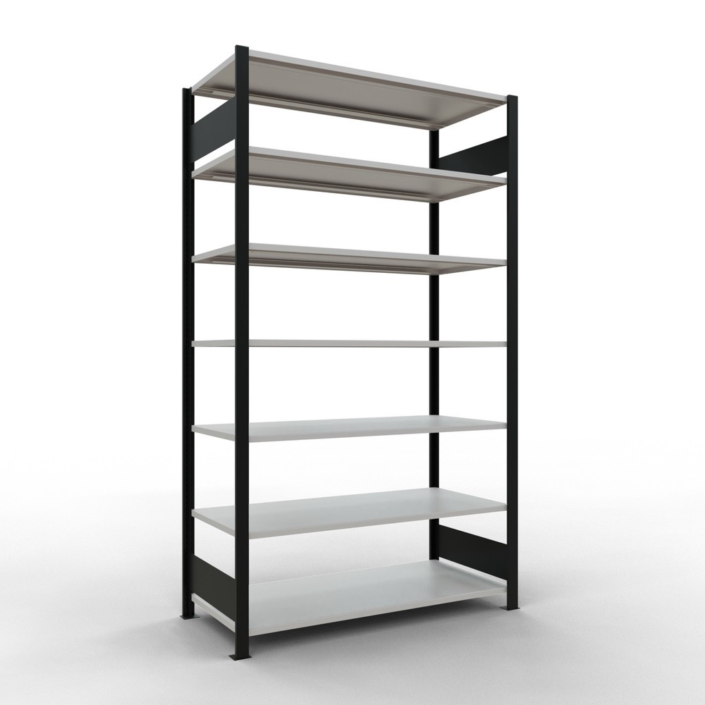 Produktabbildung: SCHULTE Aktenregal GF, doppelseitig, ohne Mittelanschläge, FL 150 kg, schwarz, HxBxT 2.300 x 1.300 x 600 mm