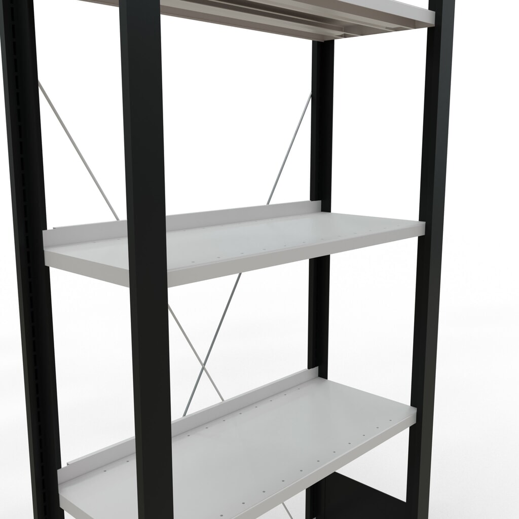 Produktabbildung Nr. 4: SCHULTE Aktenregal GF, einseitig, mit Endanschlägen, FL 85 kg, schwarz, HxBxT 1.800 x 750 x 300 mm