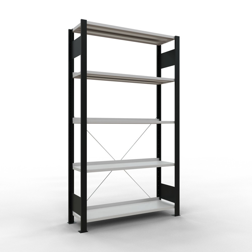 Produktabbildung Nr. 1: SCHULTE Aktenregal GF, einseitig, mit Endanschlägen, FL 85 kg, schwarz, HxBxT 1.800 x 1.000 x 300 mm