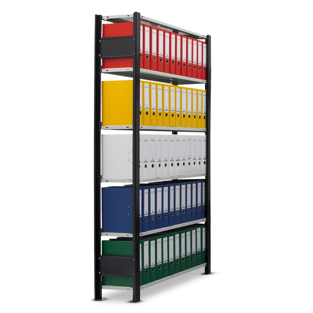 Produktabbildung Nr. 2: SCHULTE Aktenregal GF, einseitig, mit Endanschlägen, FL 85 kg, schwarz, HxBxT 2.300 x 750 x 300 mm