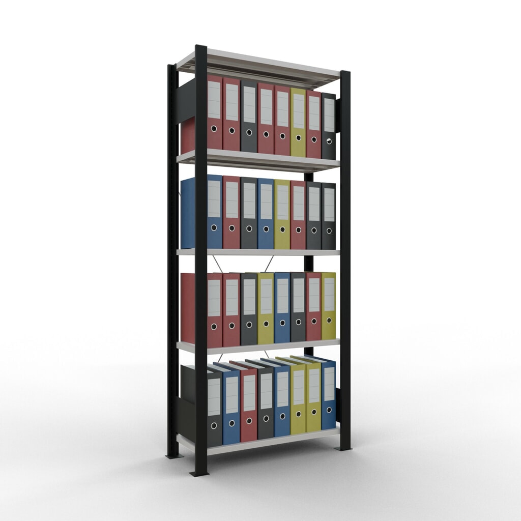 Produktabbildung Nr. 2: SCHULTE Aktenregal GF, einseitig, ohne Endanschläge, FL 85 kg, schwarz, HxBxT 1.800 x 750 x 300 mm