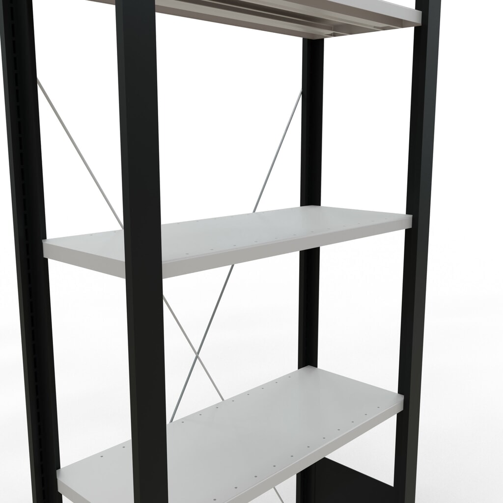 SCHULTE Aktenregal GF, einseitig, ohne Endanschläge, FL 85 kg, schwarz, HxBxT 1.800 x 750 x 300 mm Produktabbildung Nr. 4: SCHULTE Aktenregal GF, einseitig, ohne Endanschläge, FL 85 kg, schwarz, HxBxT 1.800 x 750 x 300 mm