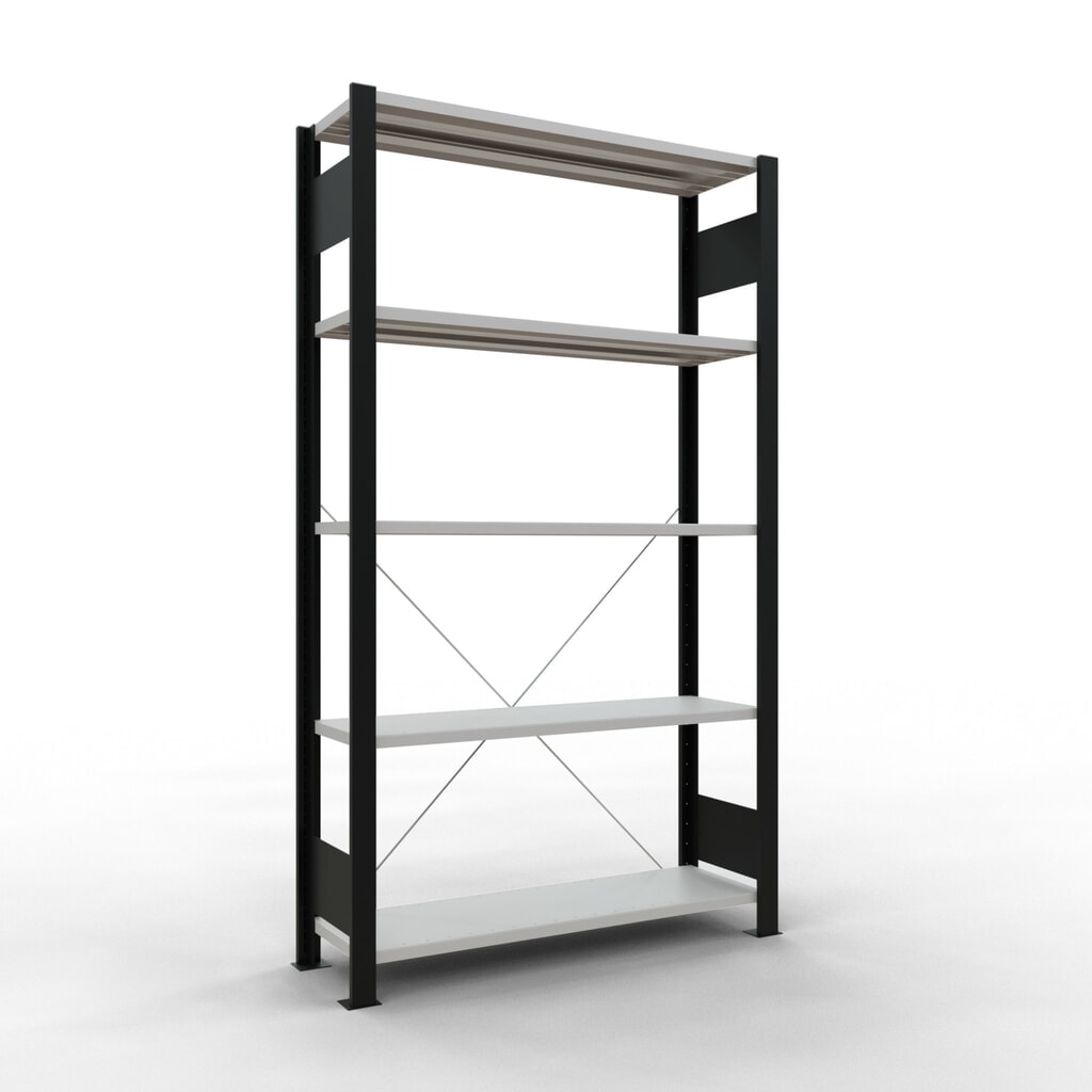 SCHULTE Aktenregal GF, einseitig, ohne Endanschläge, FL 85 kg, schwarz, HxBxT 1.800 x 1.000 x 300 mm Produktabbildung: SCHULTE Aktenregal GF, einseitig, ohne Endanschläge, FL 85 kg, schwarz, HxBxT 1.800 x 1.000 x 300 mm