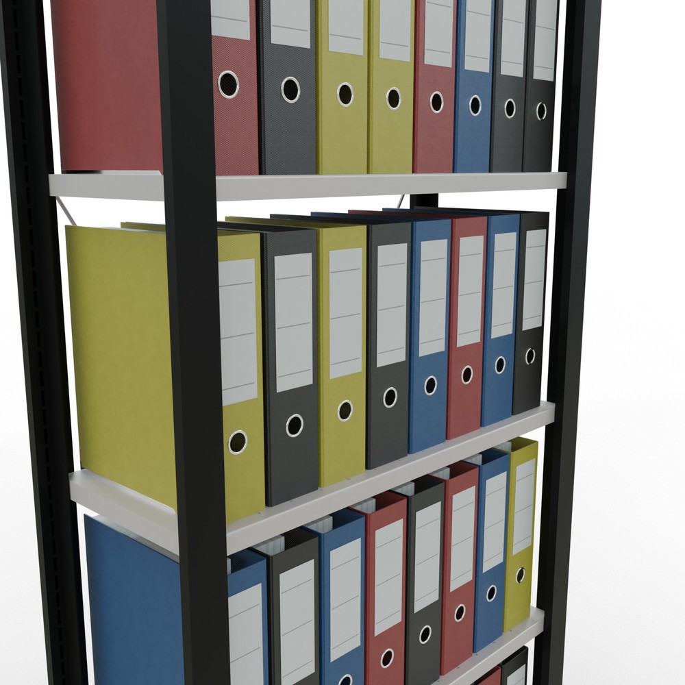 Produktabbildung Nr. 3: SCHULTE Aktenregal GF, einseitig, ohne Endanschläge, FL 85 kg, schwarz, HxBxT 2.000 x 750 x 300 mm