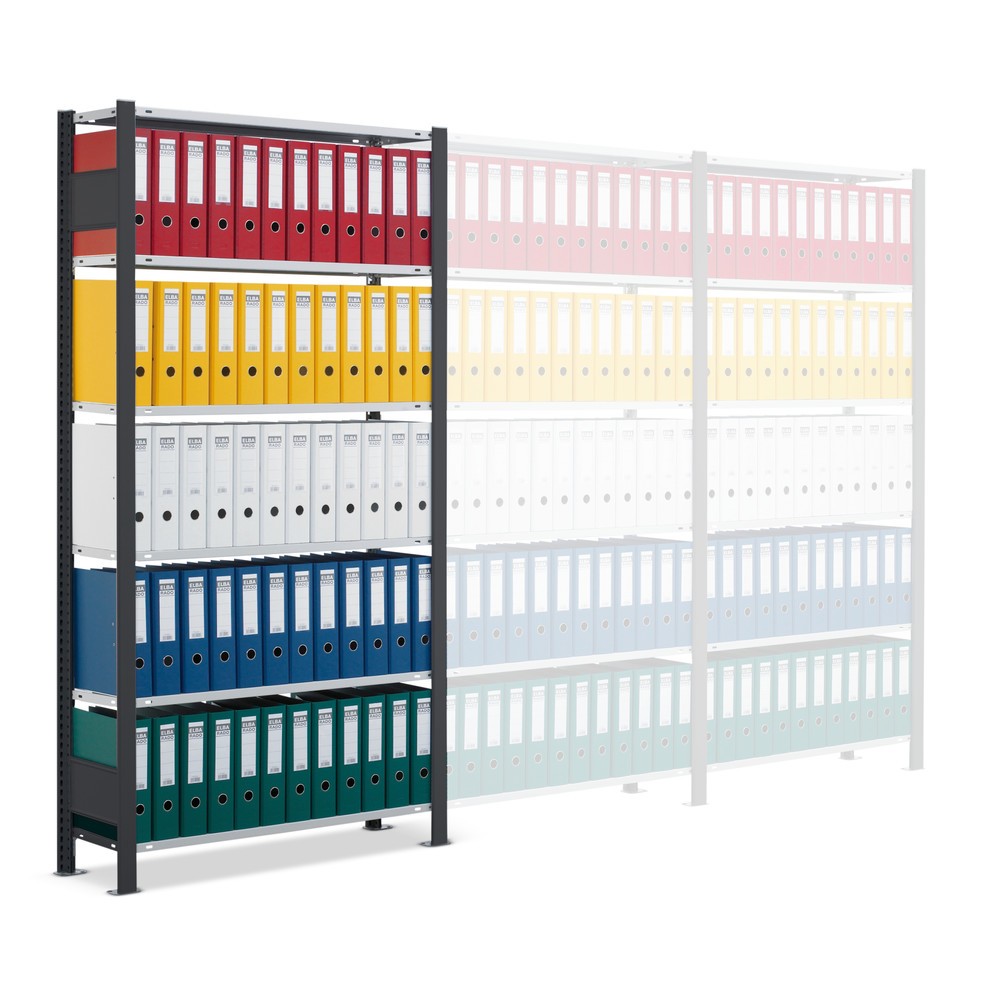 Produktabbildung Nr. 5: SCHULTE Aktenregal GF, einseitig, mit Endanschlägen, FL 85 kg, schwarz, HxBxT 1.800 x 1.000 x 300 mm