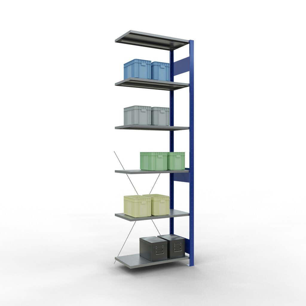 SCHULTE Fachbodenregal, AF, enzianblau/verzinkt, FL 150 kg, HxBxT 2.500 x 750 x 400 mm Produktabbildung Nr. 3: SCHULTE Fachbodenregal, AF, enzianblau/verzinkt, FL 150 kg, HxBxT 2.500 x 750 x 400 mm