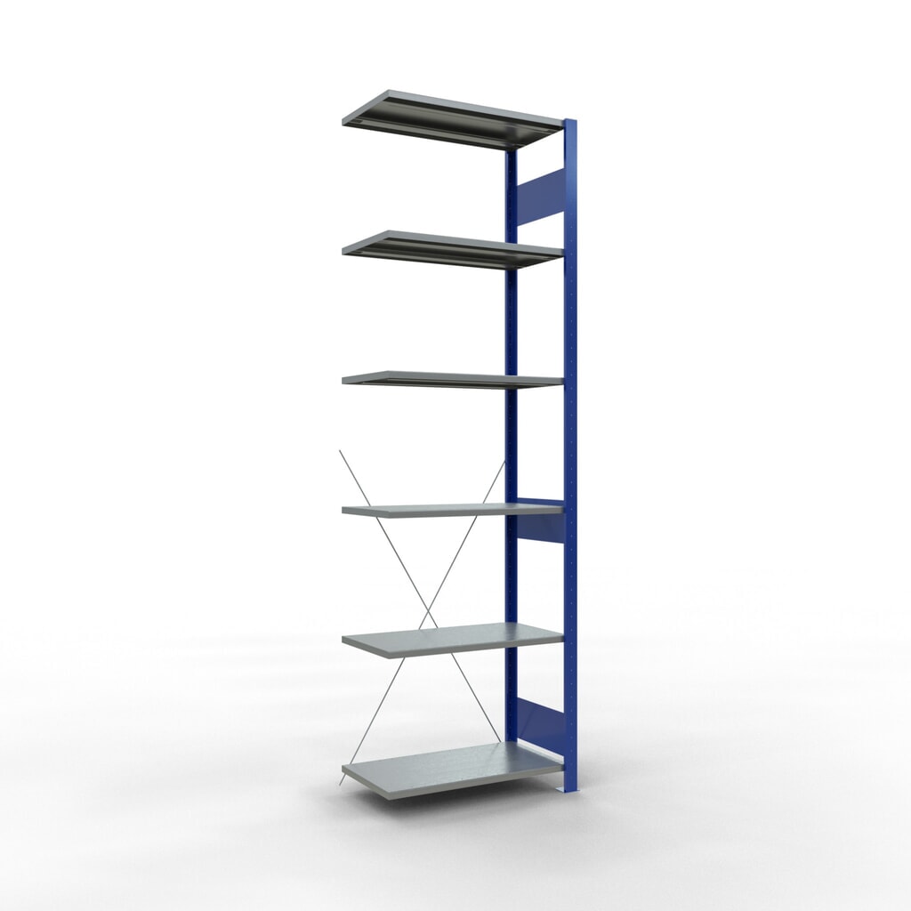 Produktabbildung: SCHULTE Fachbodenregal, AF, enzianblau/verzinkt, FL 150 kg, HxBxT 2.500 x 750 x 400 mm