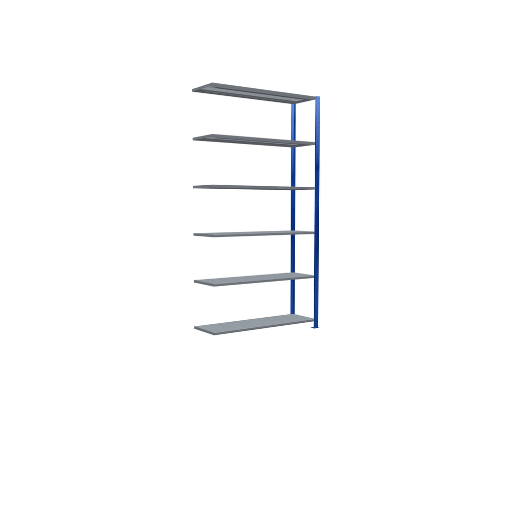 SCHULTE Fachbodenregal Stecksystem, AF, FL 150 kg, enzianblau/verzinkt, HxBxT 2.500 x 1.300 x 400 mm Produktabbildung Nr. 2: SCHULTE Fachbodenregal Stecksystem, AF, FL 150 kg, enzianblau/verzinkt, HxBxT 2.500 x 1.300 x 400 mm