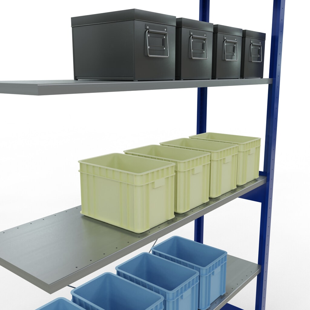 Produktabbildung Nr. 4: SCHULTE Fachbodenregal, AF, enzianblau/verzinkt, FL 150 kg, HxBxT 2.500 x 1.300 x 400 mm