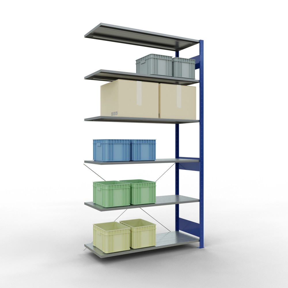Produktabbildung Nr. 3: SCHULTE Fachbodenregal, AF, enzianblau/verzinkt, FL 150 kg, HxBxT 2.500 x 1.300 x 500 mm