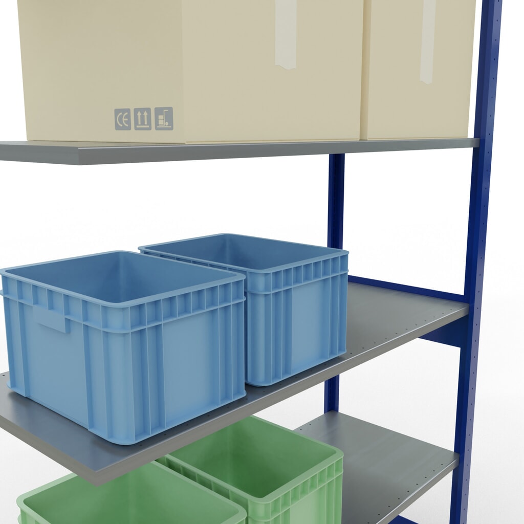 Produktabbildung Nr. 4: SCHULTE Fachbodenregal Stecksystem, AF, FL 150 kg, enzianblau/verzinkt, HxBxT 2.500 x 1.300 x 500 mm