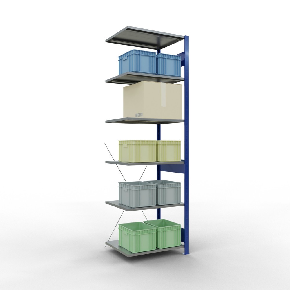 Produktabbildung Nr. 3: SCHULTE Fachbodenregal, AF, enzianblau/verzinkt, FL 150 kg, HxBxT 2.500 x 750 x 600 mm