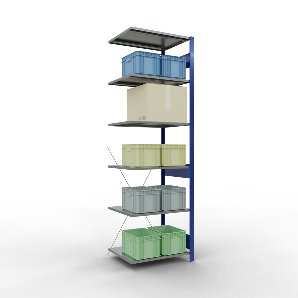 SCHULTE Fachbodenregal, AF, enzianblau/verzinkt, FL 150 kg, HxBxT 2.500 x 750 x 600 mm Produktabbildung Nr. 3: SCHULTE Fachbodenregal, AF, enzianblau/verzinkt, FL 150 kg, HxBxT 2.500 x 750 x 600 mm