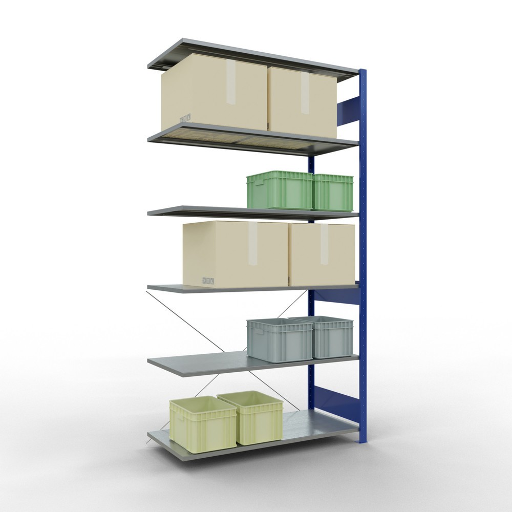 Produktabbildung Nr. 3: SCHULTE Fachbodenregal, AF, enzianblau/verzinkt, FL 150 kg, HxBxT 2.500 x 1.300 x 600 mm