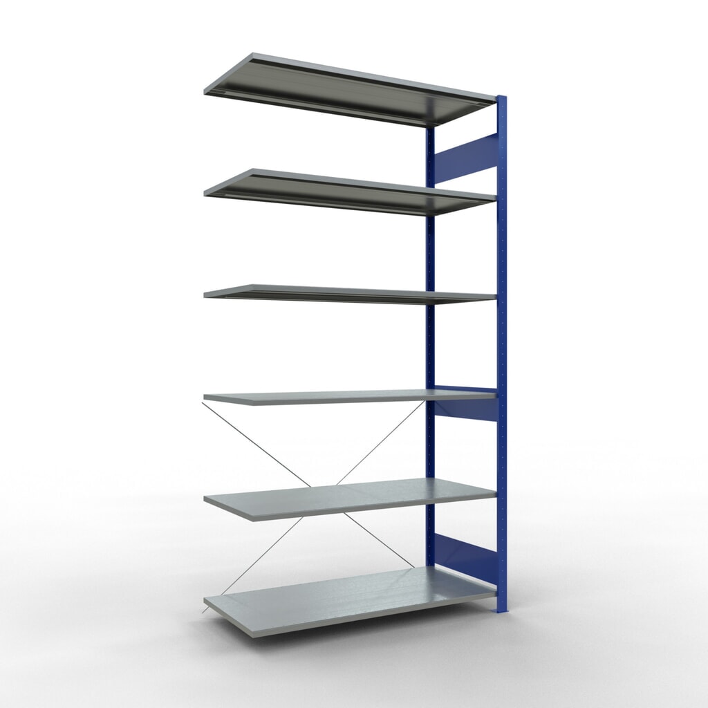 SCHULTE Fachbodenregal, AF, enzianblau/verzinkt, FL 150 kg, HxBxT 2.500 x 1.300 x 600 mm Produktabbildung: SCHULTE Fachbodenregal, AF, enzianblau/verzinkt, FL 150 kg, HxBxT 2.500 x 1.300 x 600 mm
