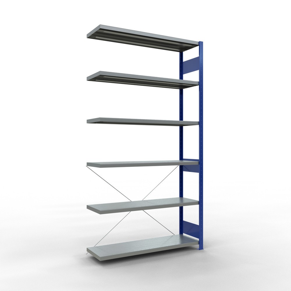 Produktabbildung: SCHULTE Fachbodenregal, AF, enzianblau/verzinkt, FL 250 kg, HxBxT 2.500 x 1.300 x 400 mm