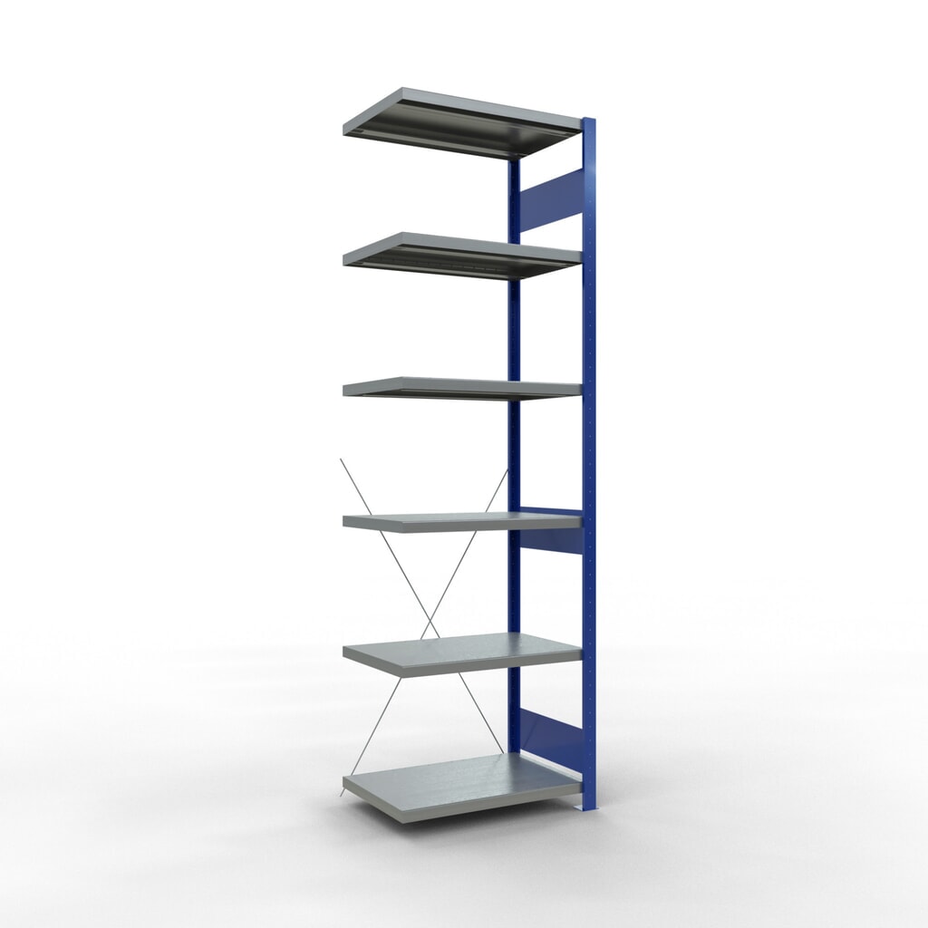 Produktabbildung: SCHULTE Fachbodenregal, AF, enzianblau/verzinkt, FL 250 kg, HxBxT 2.500 x 750 x 500 mm