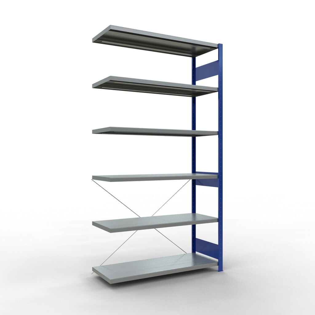 SCHULTE Fachbodenregal, AF, enzianblau/verzinkt, FL 250 kg, HxBxT 2.500 x 1.300 x 500 mm Produktabbildung: SCHULTE Fachbodenregal, AF, enzianblau/verzinkt, FL 250 kg, HxBxT 2.500 x 1.300 x 500 mm