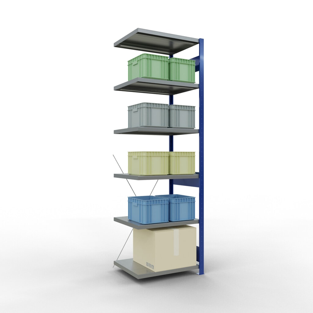 SCHULTE Fachbodenregal, AF, enzianblau/verzinkt, FL 250 kg, HxBxT 2.500 x 750 x 600 mm Produktabbildung Nr. 3: SCHULTE Fachbodenregal, AF, enzianblau/verzinkt, FL 250 kg, HxBxT 2.500 x 750 x 600 mm