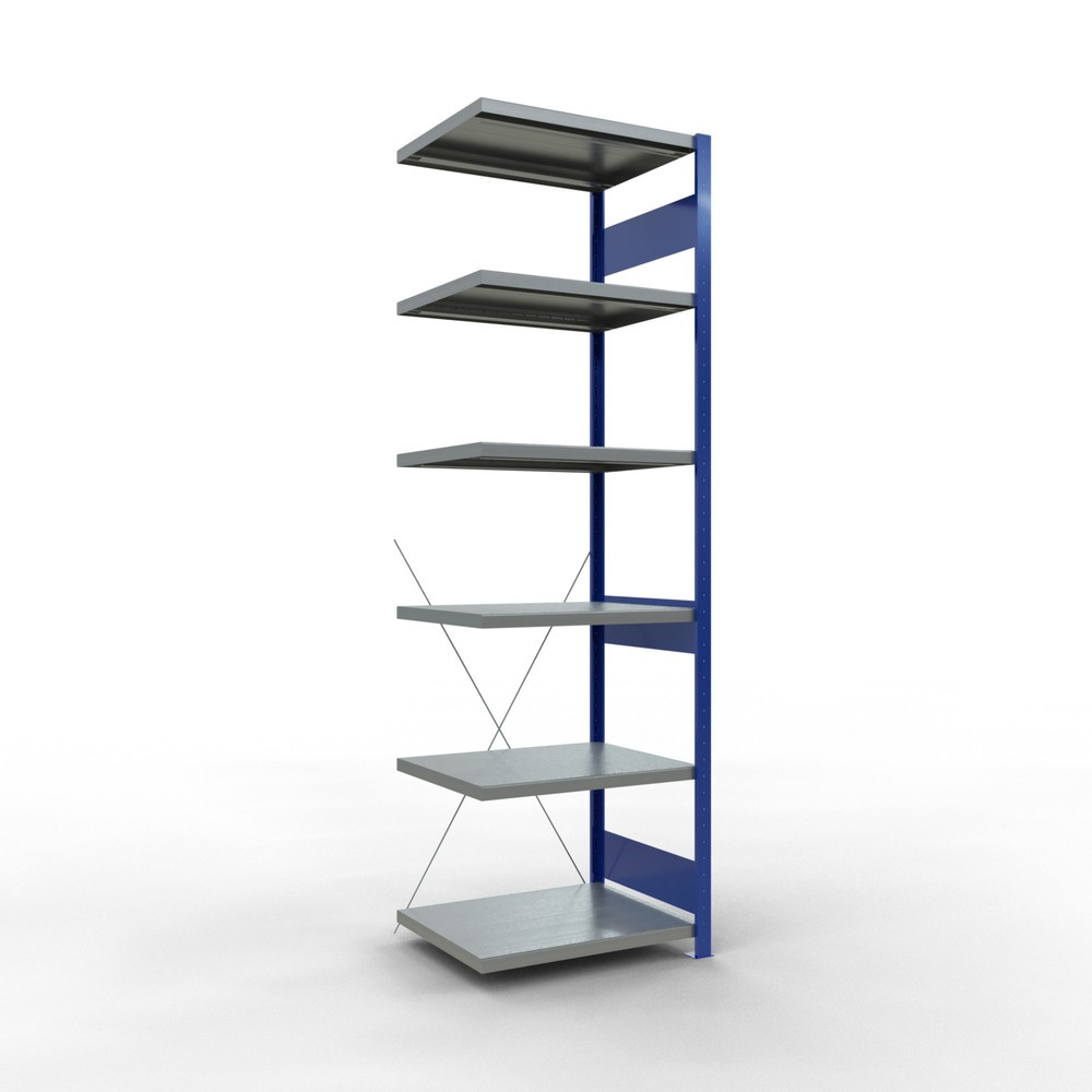 Produktabbildung: SCHULTE Fachbodenregal, AF, enzianblau/verzinkt, FL 250 kg, HxBxT 2.500 x 750 x 600 mm