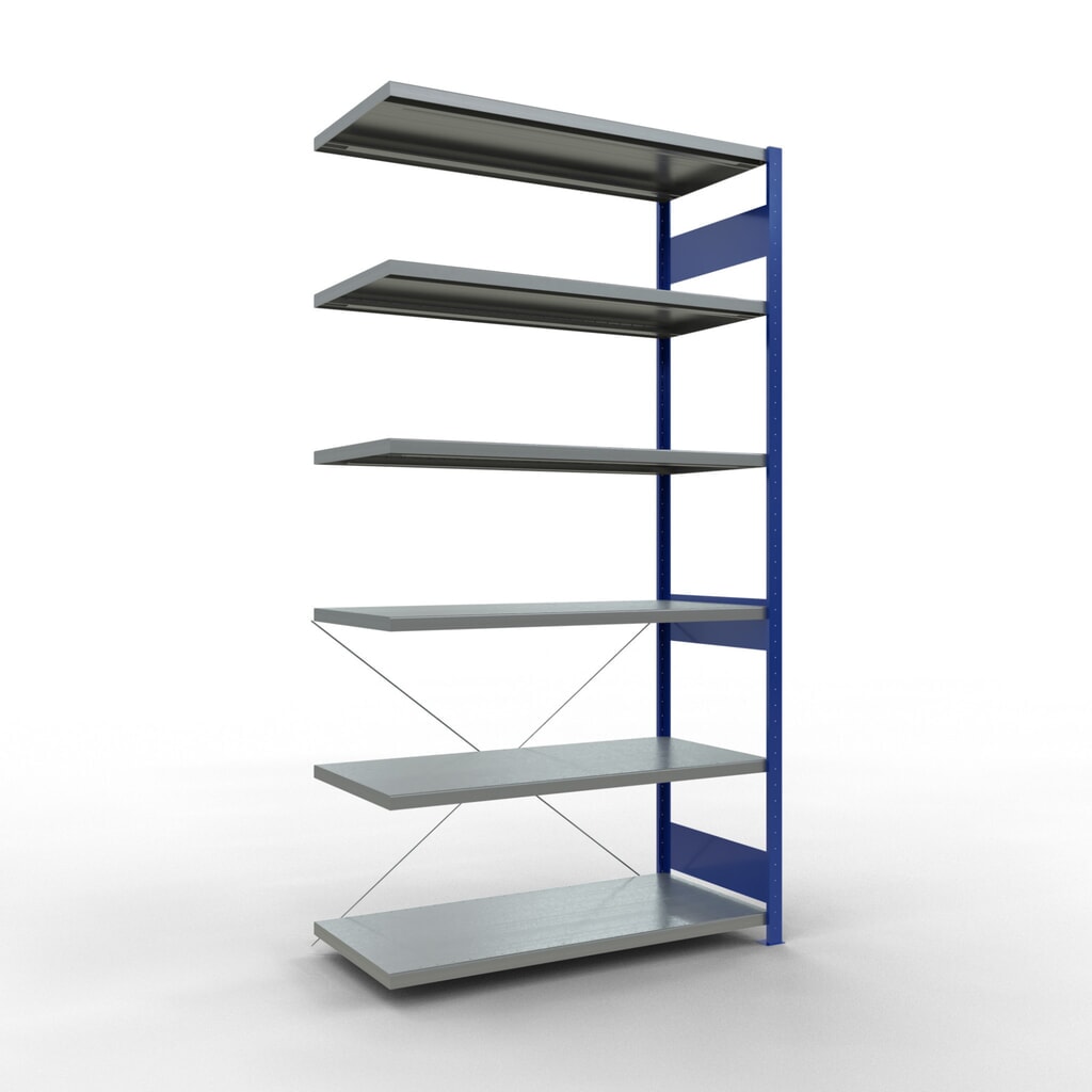 SCHULTE Fachbodenregal, AF, enzianblau/verzinkt, FL 250 kg, HxBxT 2.500 x 1.300 x 600 mm Produktabbildung: SCHULTE Fachbodenregal, AF, enzianblau/verzinkt, FL 250 kg, HxBxT 2.500 x 1.300 x 600 mm
