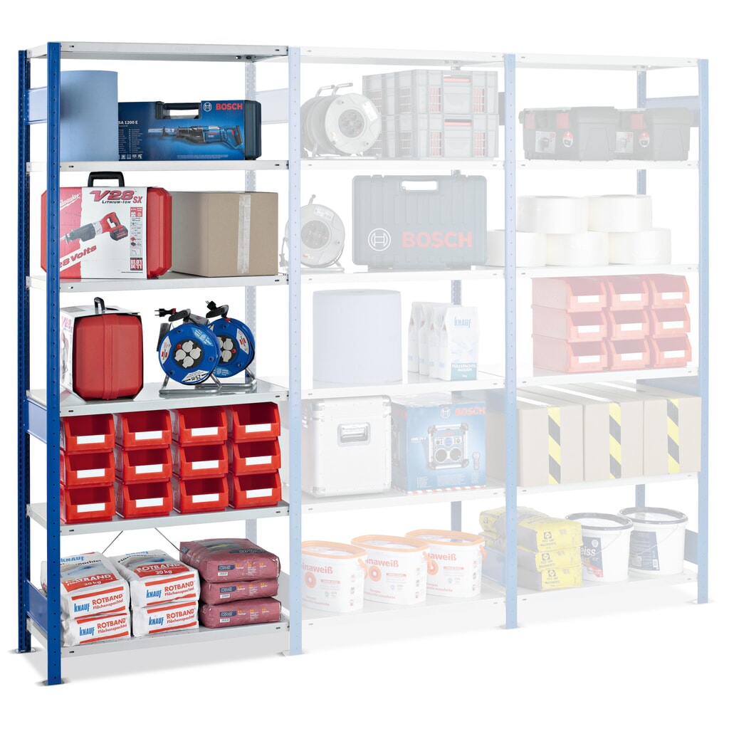 SCHULTE Fachbodenregal, AF, FL 150 kg, enzianblau/lichtgrau, HxBxT 2.000 x 750 x 400 mm Produktabbildung: SCHULTE Fachbodenregal, AF, FL 150 kg, enzianblau/lichtgrau, HxBxT 2.000 x 750 x 400 mm