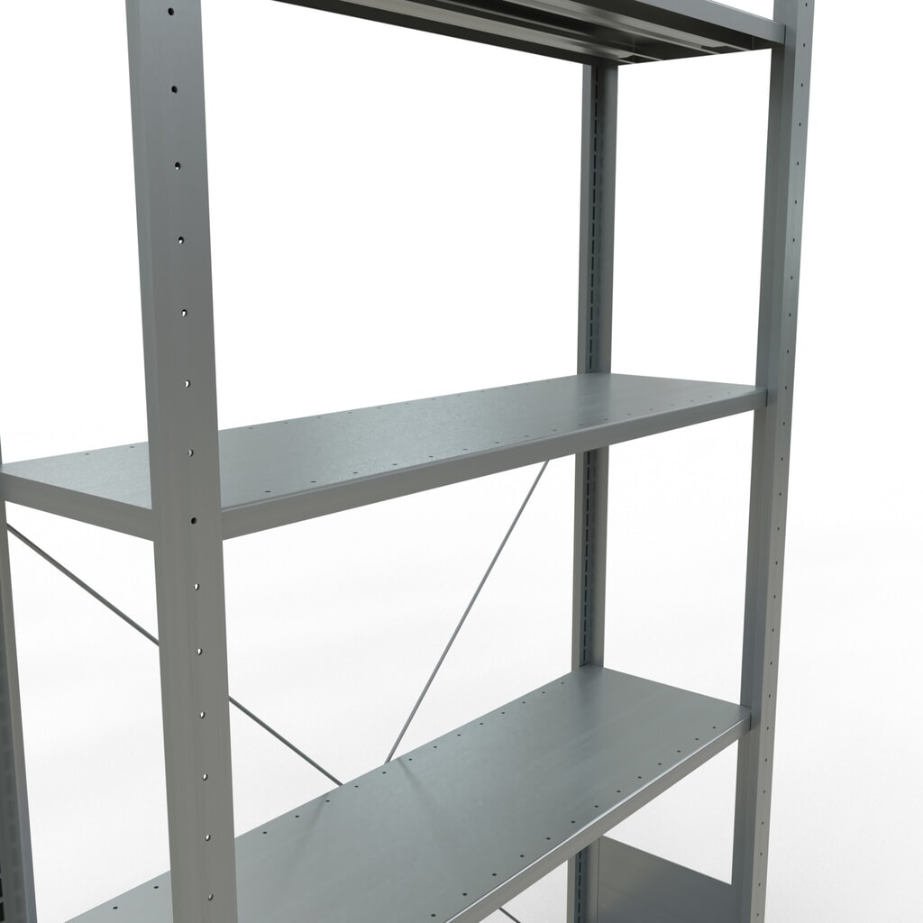 SCHULTE Fachbodenregal verzinkt mit 5 Stahlblechböden, Fachlast 150 kg, HxBxT 2.000 x 1.060 x 336 mm Produktabbildung Nr. 2: SCHULTE Fachbodenregal verzinkt mit 5 Stahlblechböden, Fachlast 150 kg, HxBxT 2.000 x 1.060 x 336 mm