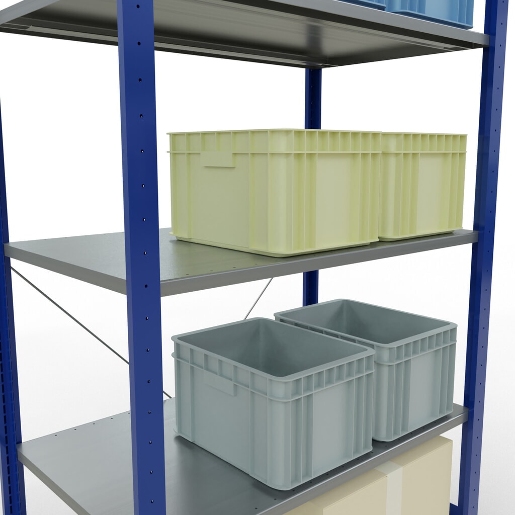 Produktabbildung Nr. 3: SCHULTE Fachbodenregal enzianblau/verzinkt mit 5 Stahlblechböden, Fachlast 150 kg, HxBxT 2.000 x 1.060 x 636 mm