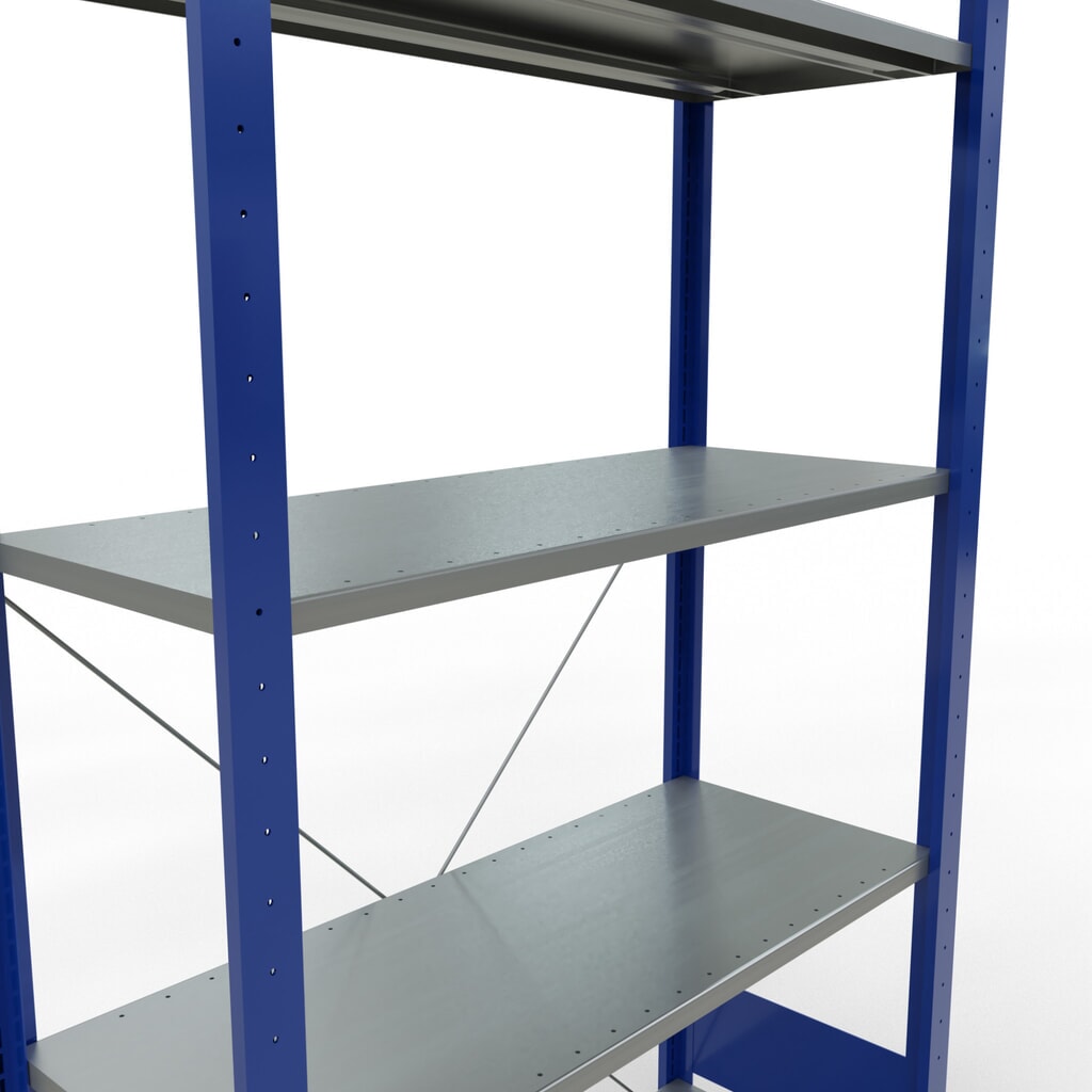 Produktabbildung Nr. 2: SCHULTE Fachbodenregal enzianblau/verzinkt mit 5 Stahlblechböden, Fachlast 150 kg, HxBxT 2.000 x 1.060 x 436 mm