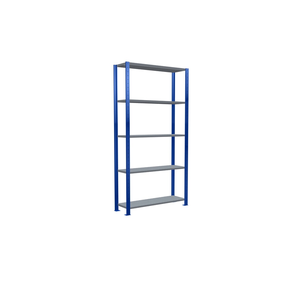 SCHULTE Fachbodenregal enzianblau/verzinkt mit 5 Stahlblechböden, Fachlast 150 kg, HxBxT 2.000 x 1.060 x 336 mm Produktabbildung Nr. 5: SCHULTE Fachbodenregal enzianblau/verzinkt mit 5 Stahlblechböden, Fachlast 150 kg, HxBxT 2.000 x 1.060 x 336 mm