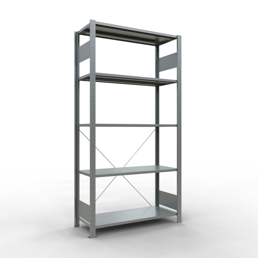 Produktabbildung: SCHULTE Fachbodenregal verzinkt mit 5 Stahlblechböden, Fachlast 150 kg, HxBxT 2.000 x 1.060 x 436 mm