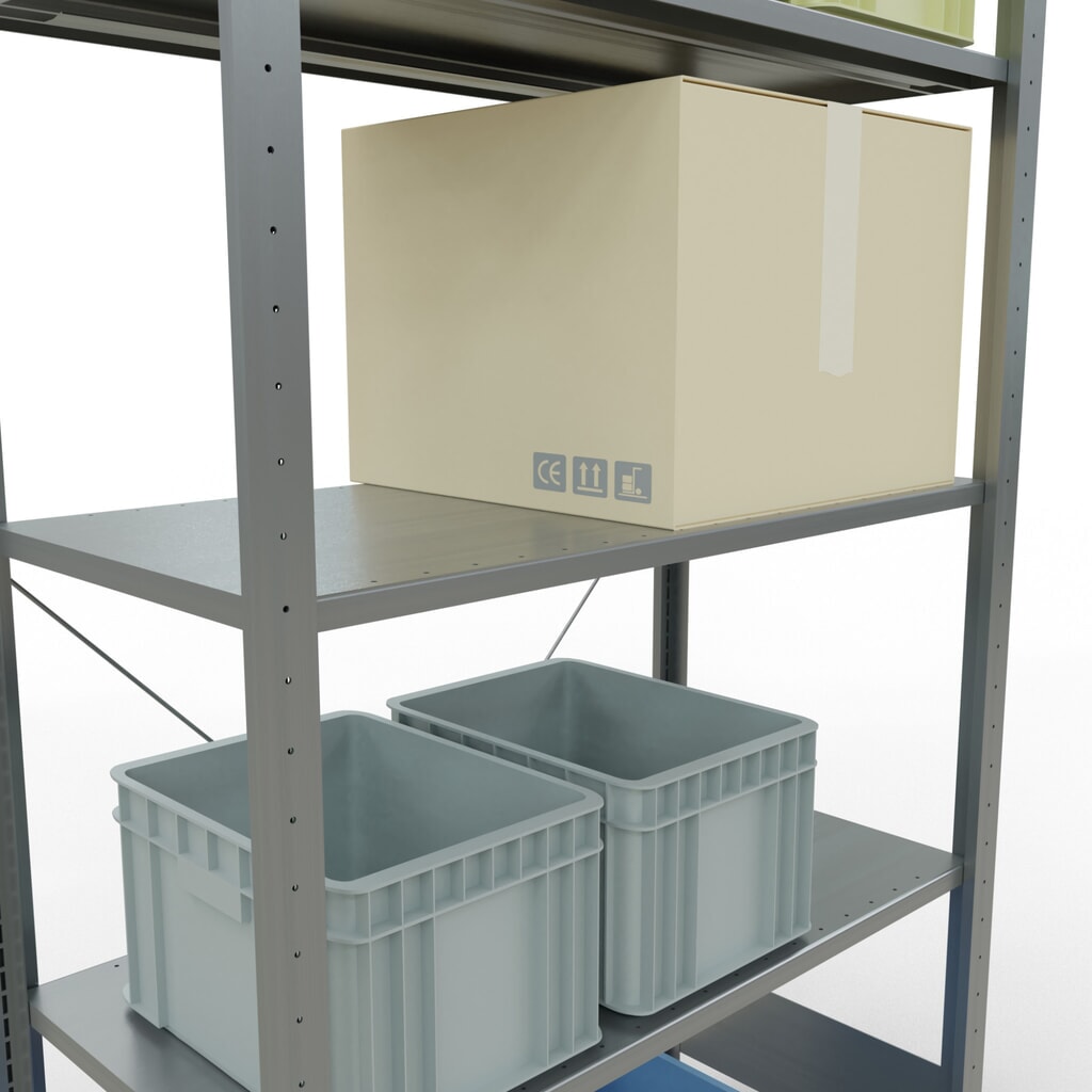 Produktabbildung Nr. 4: SCHULTE Fachbodenregal verzinkt mit 5 Stahlblechböden, Fachlast 150 kg, HxBxT 2.000 x 1.060 x 536 mm