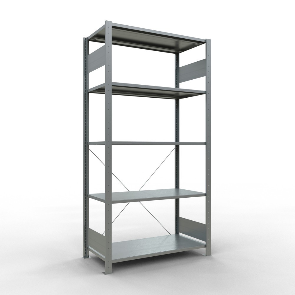 Produktabbildung: SCHULTE Fachbodenregal verzinkt mit 5 Stahlblechböden, Fachlast 150 kg, HxBxT 2.000 x 1.060 x 536 mm