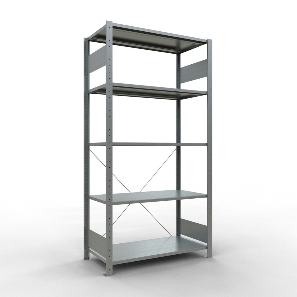 Produktabbildung: SCHULTE Fachbodenregal verzinkt mit 5 Stahlblechböden, Fachlast 150 kg, HxBxT 2.000 x 1.060 x 536 mm
