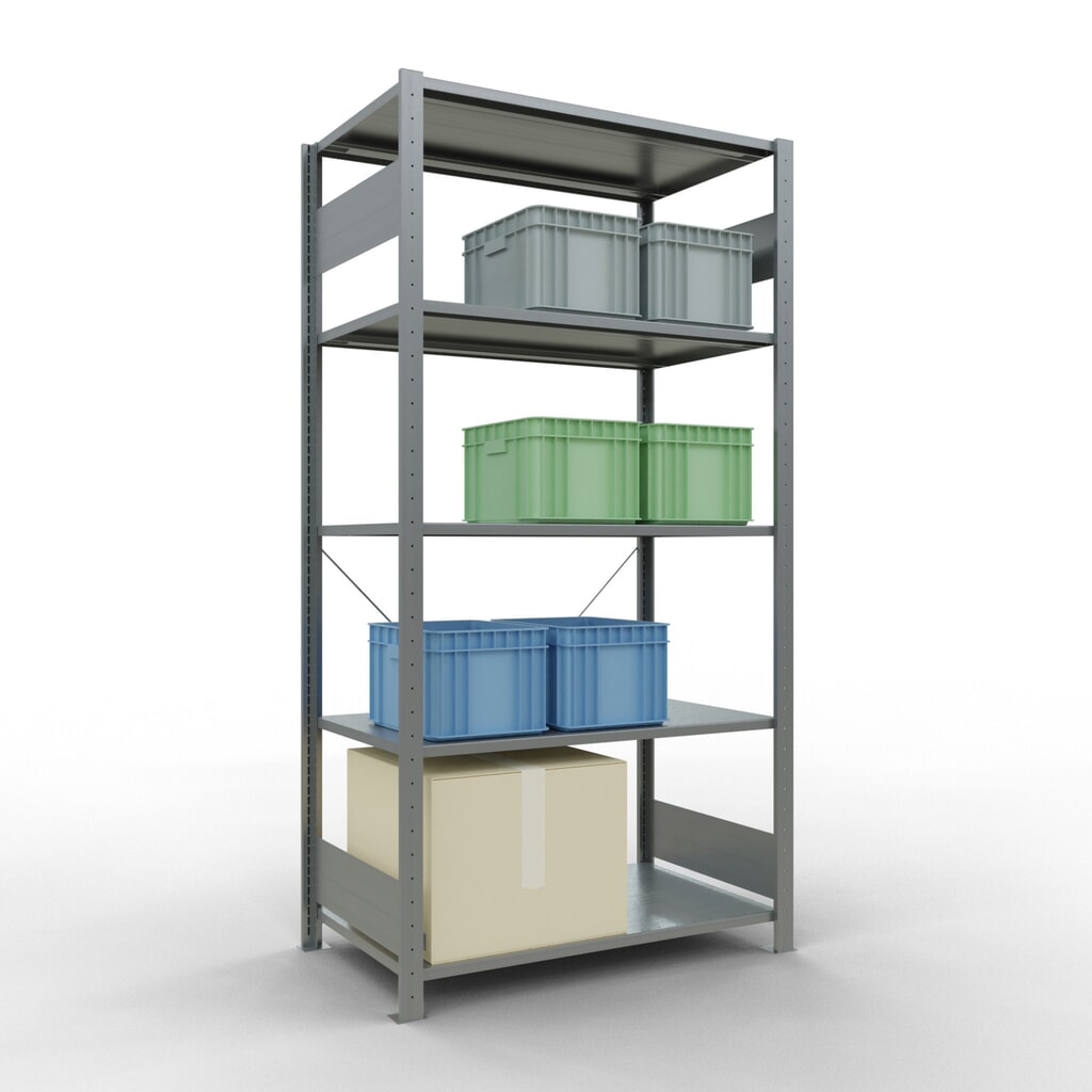 Produktabbildung Nr. 3: SCHULTE Fachbodenregal verzinkt mit 5 Stahlblechböden, Fachlast 150 kg, HxBxT 2.000 x 1.060 x 636 mm