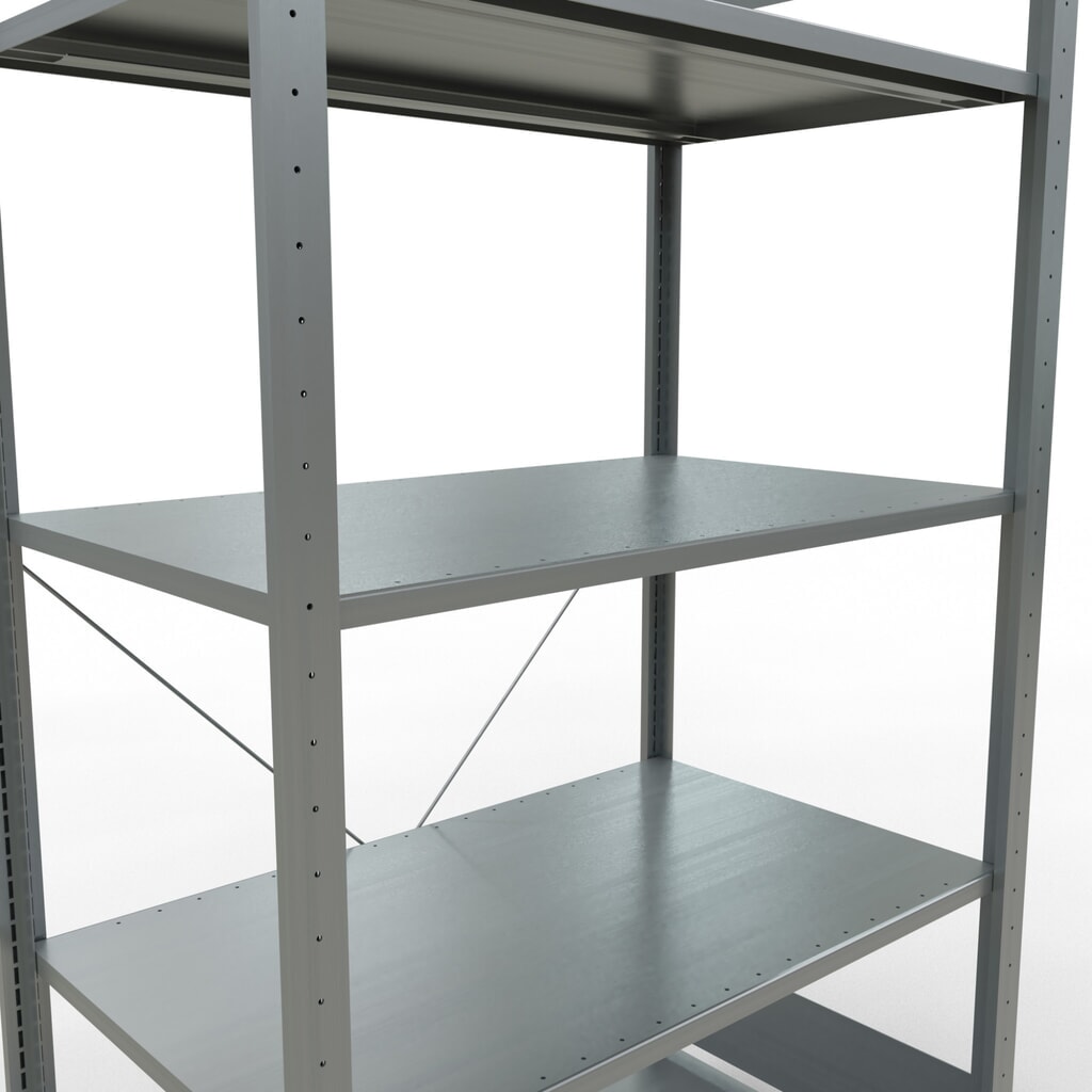 SCHULTE Fachbodenregal verzinkt mit 5 Stahlblechböden, Fachlast 150 kg, HxBxT 2.000 x 1.060 x 636 mm Produktabbildung Nr. 5: SCHULTE Fachbodenregal verzinkt mit 5 Stahlblechböden, Fachlast 150 kg, HxBxT 2.000 x 1.060 x 636 mm