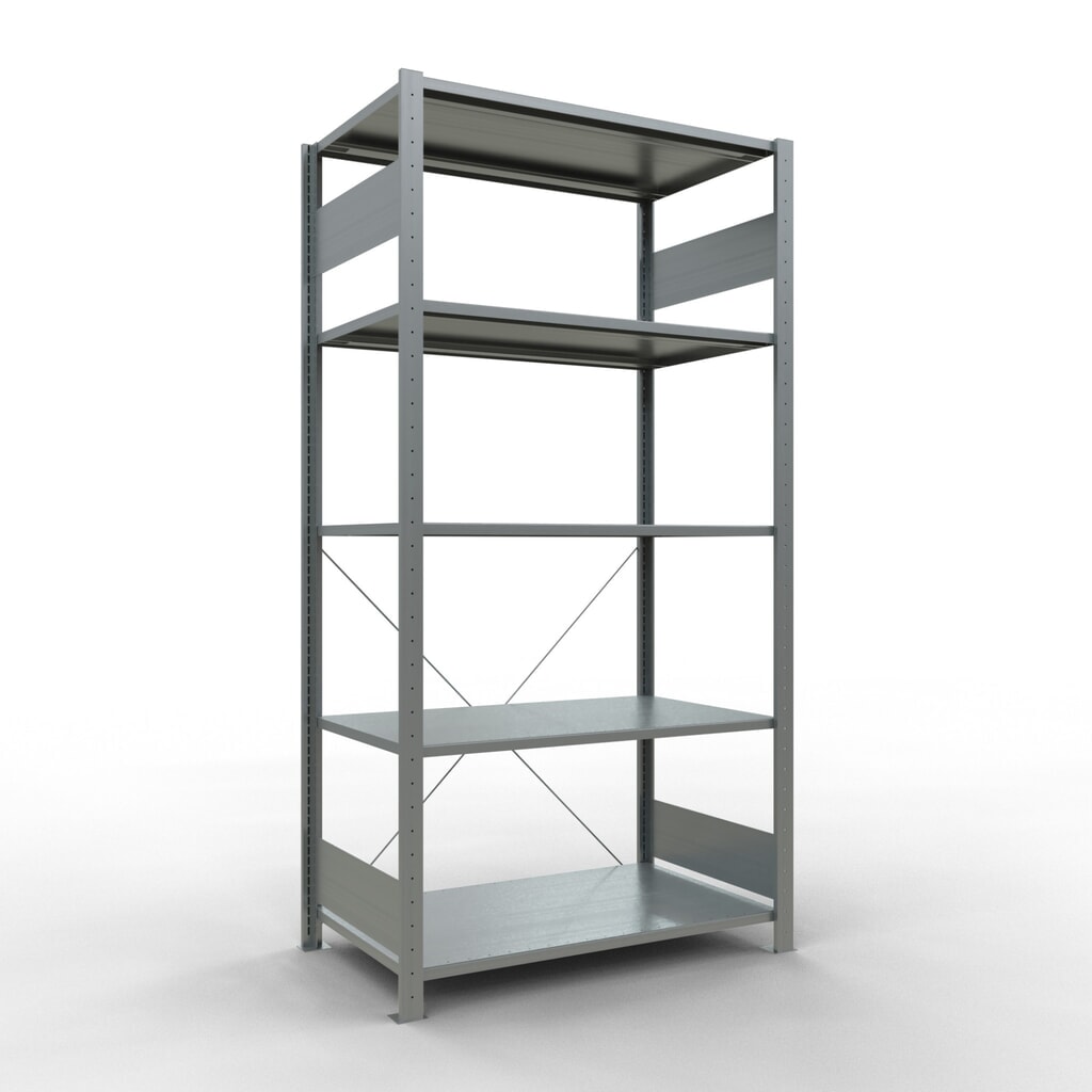 Produktabbildung: SCHULTE Fachbodenregal verzinkt mit 5 Stahlblechböden, Fachlast 150 kg, HxBxT 2.000 x 1.060 x 636 mm