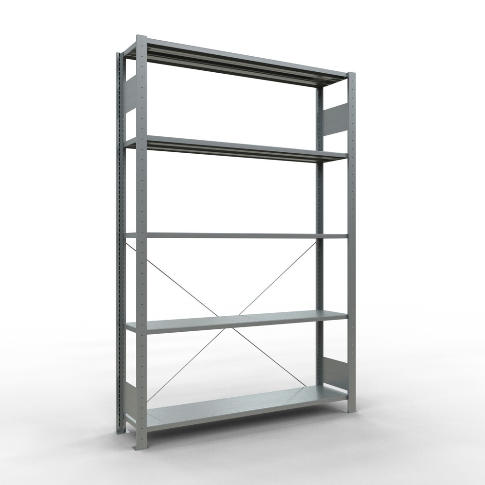 Produktabbildung: SCHULTE Fachbodenregal verzinkt mit 5 Stahlblechböden, Fachlast 150 kg, HxBxT 2.000 x 1.360 x 336 mm