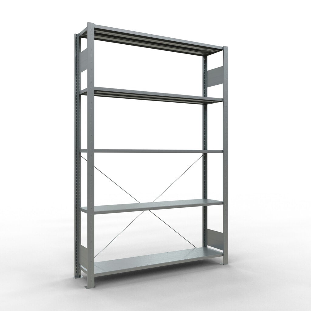 Produktabbildung: SCHULTE Fachbodenregal verzinkt mit 5 Stahlblechböden, Fachlast 150 kg, HxBxT 2.000 x 1.360 x 336 mm