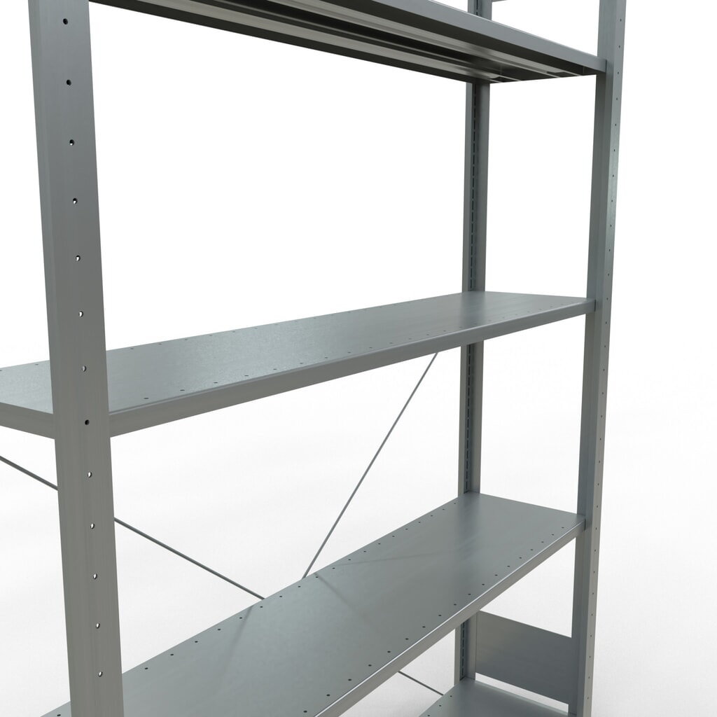 SCHULTE Fachbodenregal verzinkt mit 5 Stahlblechböden, Fachlast 150 kg, HxBxT 2.000 x 1.360 x 336 mm Produktabbildung Nr. 2: SCHULTE Fachbodenregal verzinkt mit 5 Stahlblechböden, Fachlast 150 kg, HxBxT 2.000 x 1.360 x 336 mm
