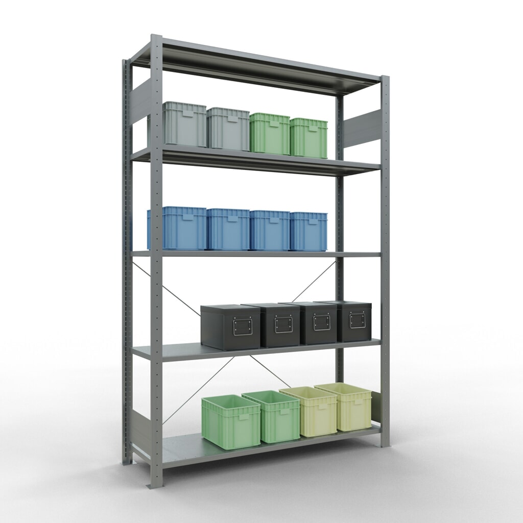 Produktabbildung Nr. 3: SCHULTE Fachbodenregal verzinkt mit 5 Stahlblechböden, Fachlast 150 kg, HxBxT 2.000 x 1.360 x 436 mm