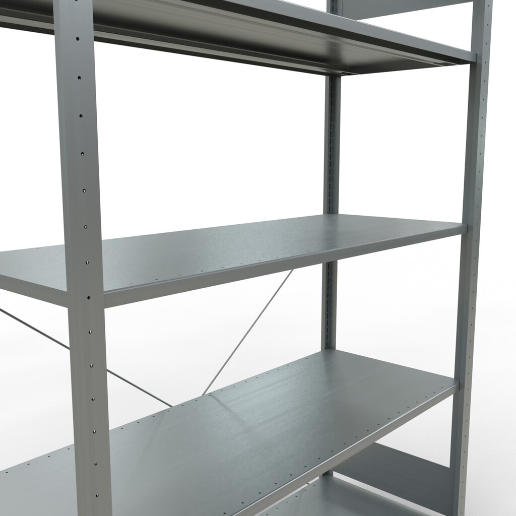 SCHULTE Fachbodenregal verzinkt mit 5 Stahlblechböden, Fachlast 150 kg, HxBxT 2.000 x 1.360 x 536 mm Produktabbildung Nr. 5: SCHULTE Fachbodenregal verzinkt mit 5 Stahlblechböden, Fachlast 150 kg, HxBxT 2.000 x 1.360 x 536 mm