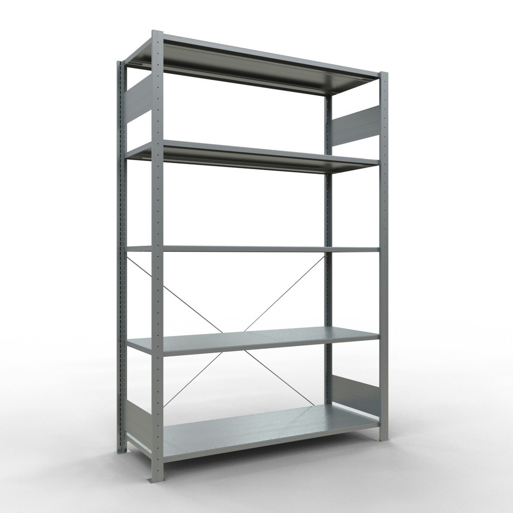 Produktabbildung: SCHULTE Fachbodenregal verzinkt mit 5 Stahlblechböden, Fachlast 150 kg, HxBxT 2.000 x 1.360 x 536 mm