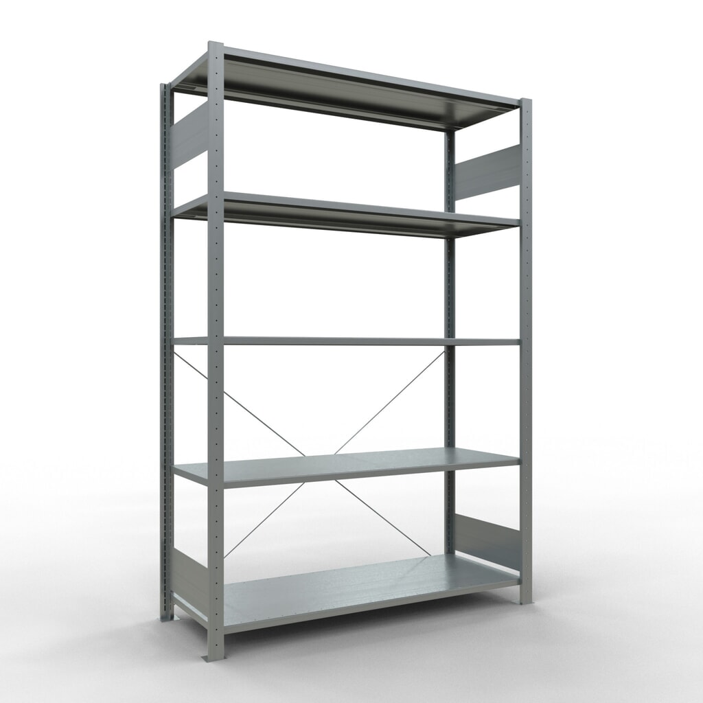 SCHULTE Fachbodenregal verzinkt mit 5 Stahlblechböden, Fachlast 150 kg, HxBxT 2.000 x 1.360 x 536 mm Produktabbildung: SCHULTE Fachbodenregal verzinkt mit 5 Stahlblechböden, Fachlast 150 kg, HxBxT 2.000 x 1.360 x 536 mm
