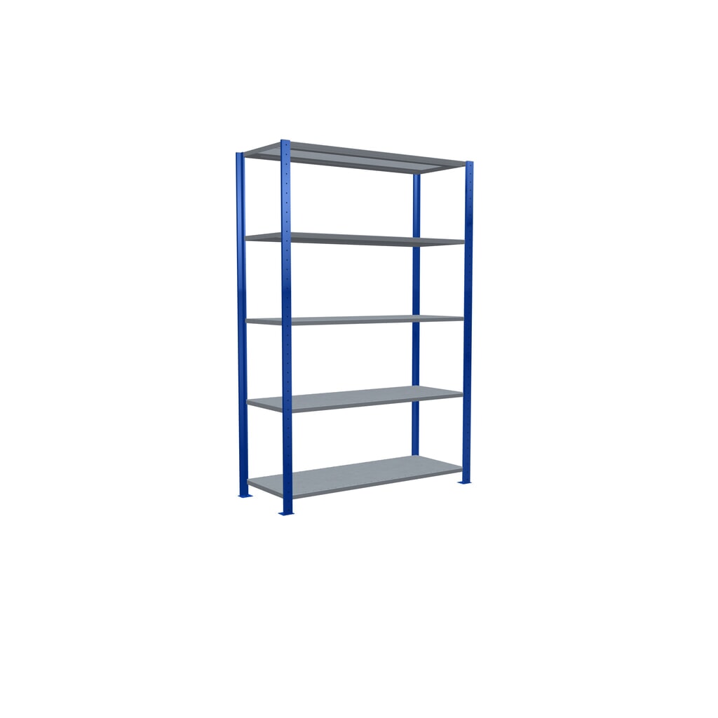 Produktabbildung Nr. 2: SCHULTE Fachbodenregal enzianblau/verzinkt mit 5 Stahlblechböden, Fachlast 150 kg, HxBxT 2.000 x 1.360 x 536 mm