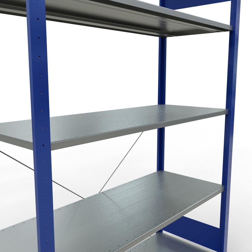 SCHULTE Fachbodenregal enzianblau/verzinkt mit 5 Stahlblechböden, Fachlast 150 kg, HxBxT 2.000 x 1.360 x 536 mm Produktabbildung Nr. 5: SCHULTE Fachbodenregal enzianblau/verzinkt mit 5 Stahlblechböden, Fachlast 150 kg, HxBxT 2.000 x 1.360 x 536 mm