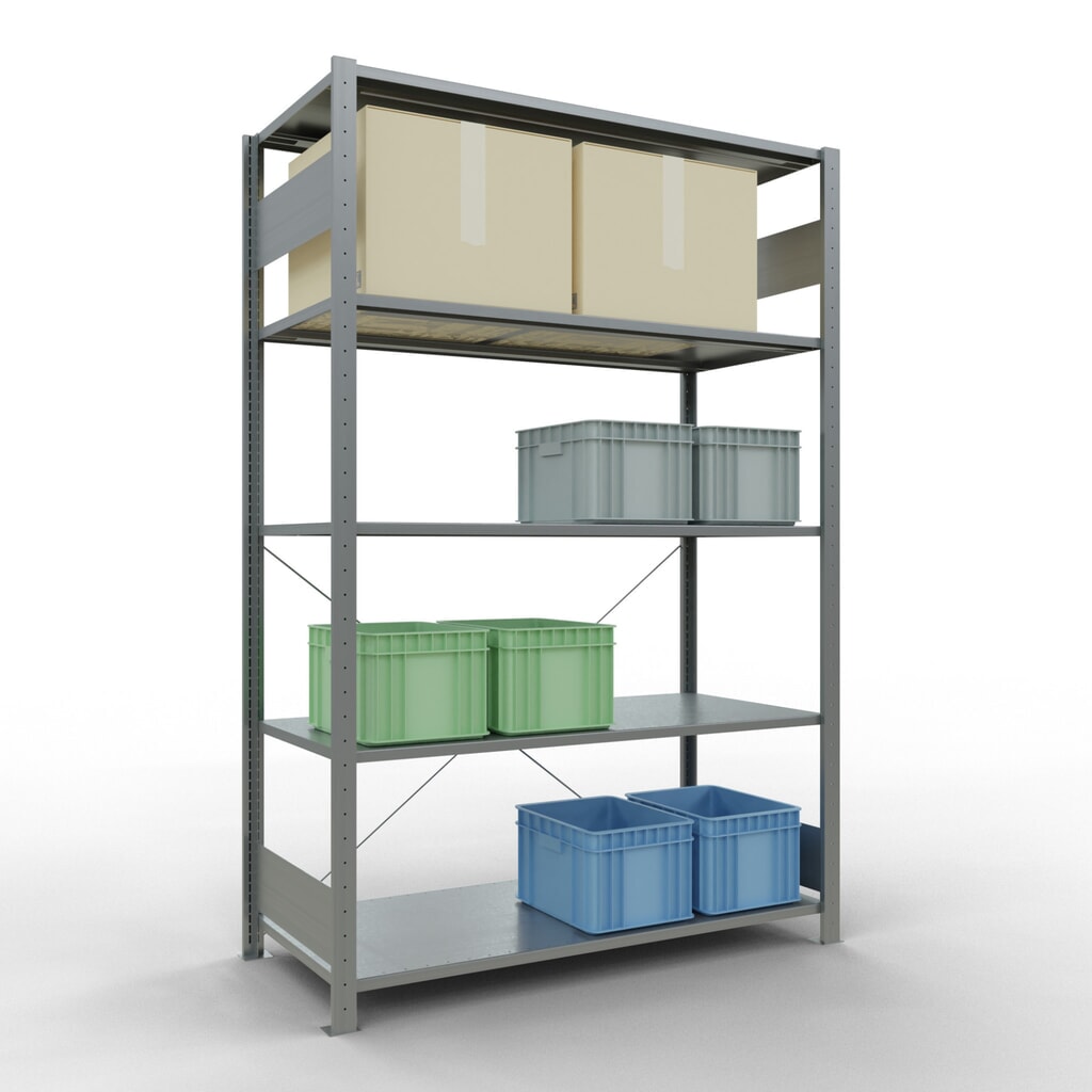 Produktabbildung Nr. 3: SCHULTE Fachbodenregal verzinkt mit 5 Stahlblechböden, Fachlast 150 kg, HxBxT 2.000 x 1.360 x 636 mm