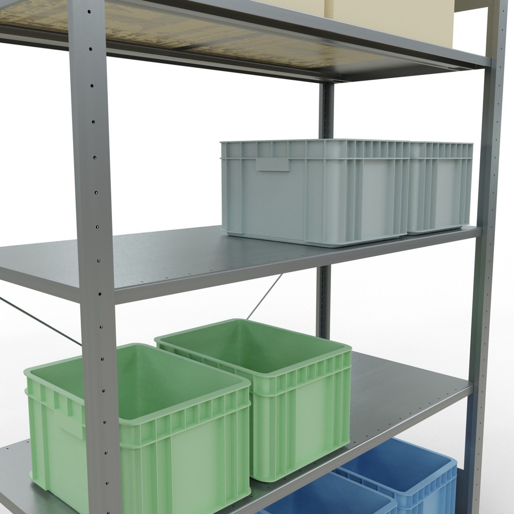 Produktabbildung Nr. 4: SCHULTE Fachbodenregal verzinkt mit 5 Stahlblechböden, Fachlast 150 kg, HxBxT 2.000 x 1.360 x 636 mm
