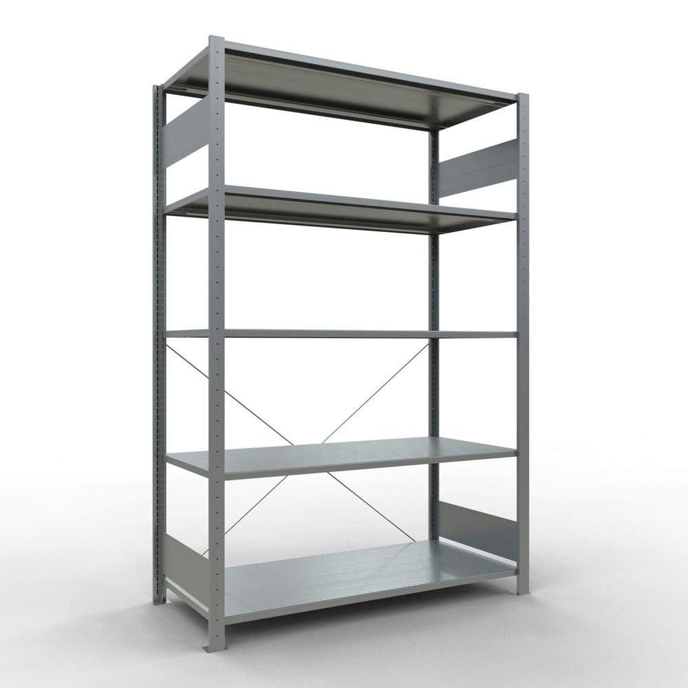 Produktabbildung: SCHULTE Fachbodenregal verzinkt mit 5 Stahlblechböden, Fachlast 150 kg, HxBxT 2.000 x 1.360 x 636 mm